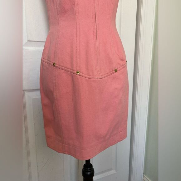 90s Anne Klein Sample Dress Bubble Gum Pink Dress - Picture 5 of 13
